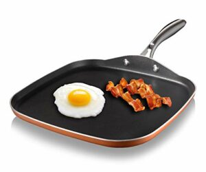 Gotham Steel Copper Cast Non-Stick Aluminum Griddle Pan / Stovetop Flat Grill with Ultra Durable Scratch Resistant Cast Texture Coating, Stay Cool Stainless-Steel Handle, Oven & Dishwasher Safe