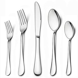 LIANYU 60-Piece Silverware Flatware Set for 12, Stainless Steel Cutlery Set, Kitchen Restaurant Tableware, Mirror Finished, Dishwasher Safe